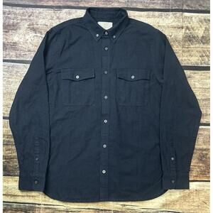 Everlane Shirt Mens Medium Brushed Flannel Navy Pockets Cotton Button Down